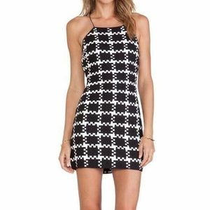 Revolve Shakuhachi mini black and white checkered dress